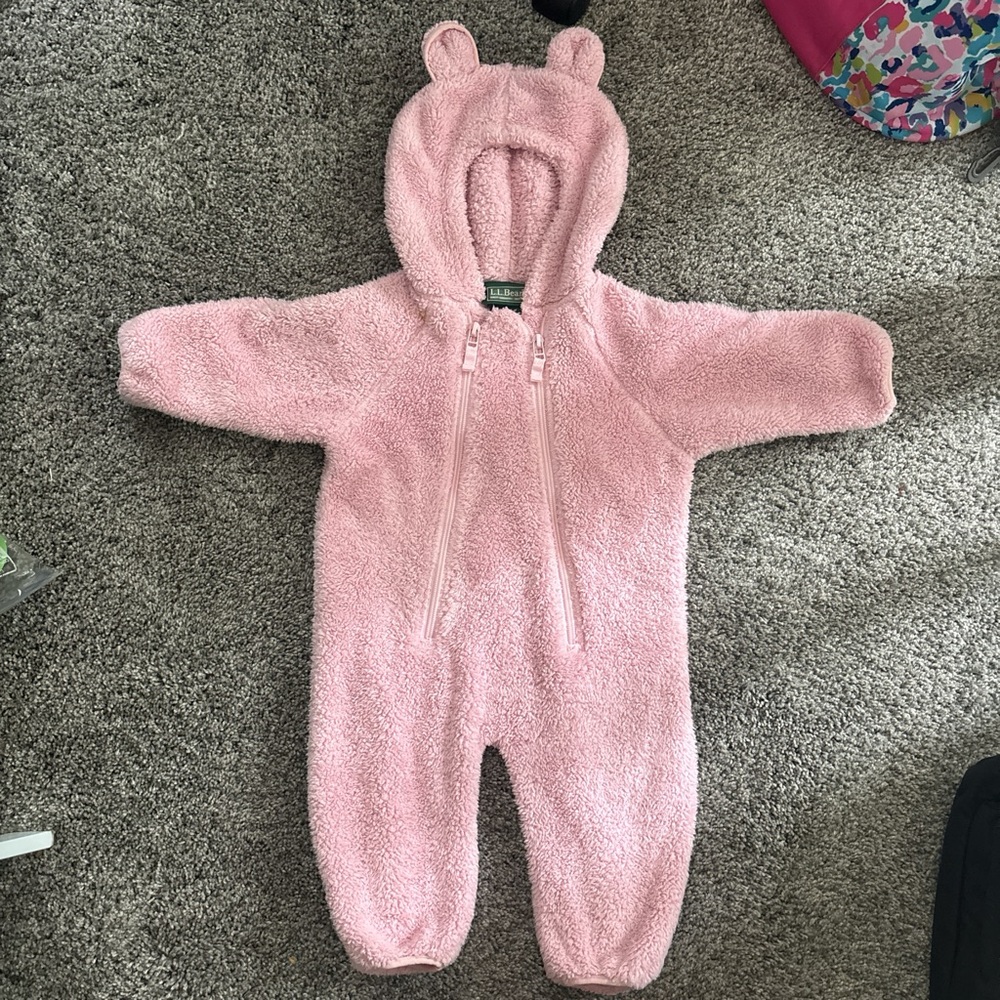 Cozy Pink LLBean Fleece Baby Onesie
